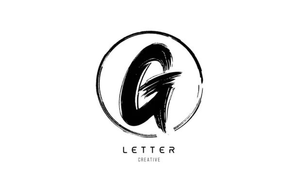 El yazısıyla yazılmış grunge G fırça darbesi harfli logo simgesi desi desi — Stok Vektör