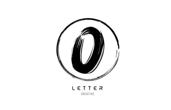 Handgeschriebene Grunge o Pinselstrich Buchstabe Alphabet Logo Symbol desi — Stockvektor