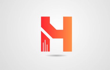 H orange alphabet letter logo icon design template for corporate