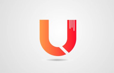 U orange alphabet letter logo icon design template for corporate