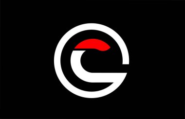 C alphabet letter with circle in black red white for company log