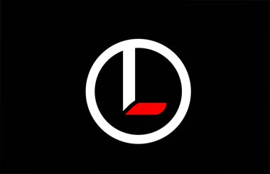 L alphabet letter with circle in black red white for company log