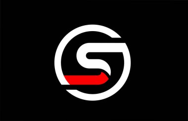 S alphabet letter with circle in black red white for company log