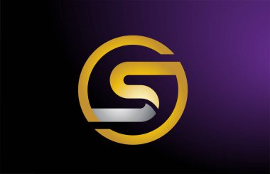 S altın, gümüş, metalik, alfabe harfli logo şirketi.