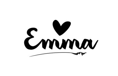 Emma, logo tipogra için yazılmış aşk dolu bir kalp eliyle metin adı söyle.