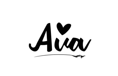 Ava, logo tipogra için yazılmış aşk dolu bir kalp eliyle metin adı söyle.