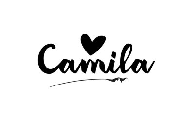 Camila ismi. Logo yazım hatası için sevgi dolu bir el yazısı.