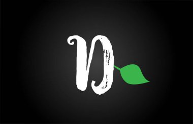 letter grunge handwritten D geen leaf alphabet letter logo icon 
