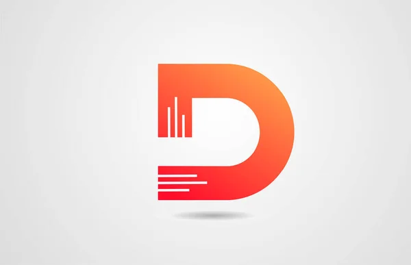 D orange Alphabet Buchstabe Logo Symbol Design-Vorlage für Unternehmen — Stockvektor