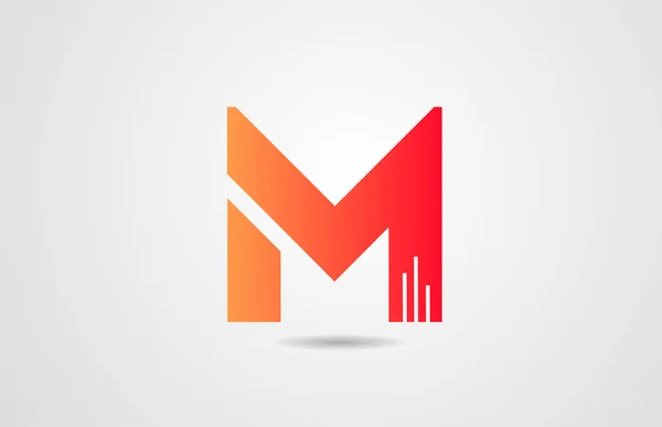 Templat desain ikon logo alfabet M orange untuk korporasi - Stok Vektor