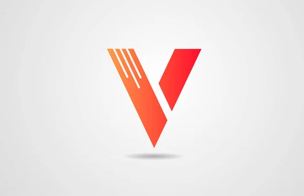 V arancione alfabeto lettera logo icona modello di design per le aziende — Vettoriale Stock