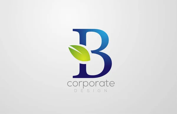 Groene blad alfabet letter B logo pictogram ontwerp template — Stockvector