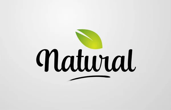 Zielony liść naturalny ręcznie napisane słowo tekst dla typografii logo de — Wektor stockowy