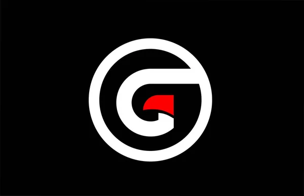 Litera alfabetu G z okręgiem w kolorze czarno-czerwonym białym dla dziennika firmowego — Wektor stockowy