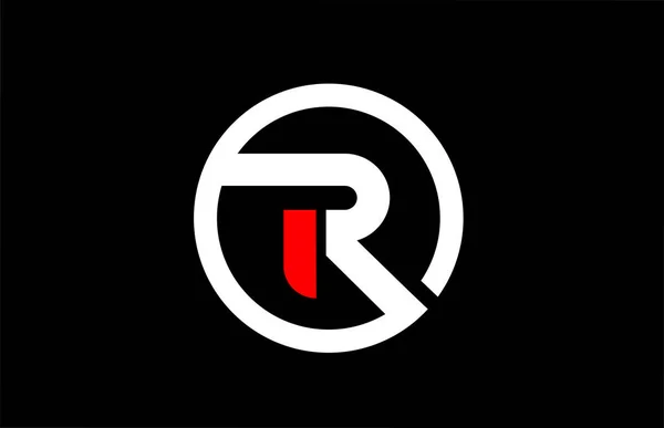 Буква R алфавита с кругом в черно-красно-белом для журнала компании — стоковый вектор