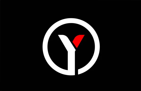 Y alphabet letter with circle in black red white for company log — 图库矢量图片