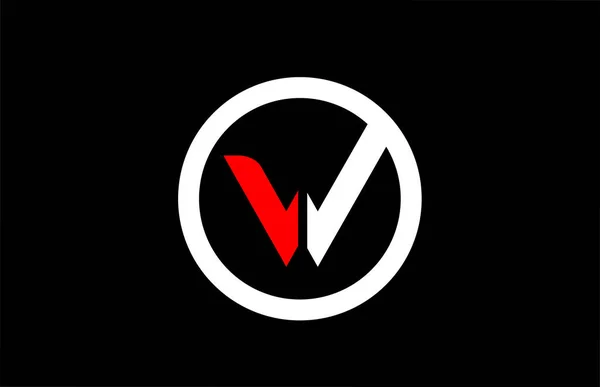 W alfabeto letra com círculo em branco vermelho preto para log da empresa — Vetor de Stock