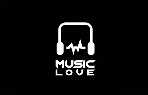 Black and white music headphones logo icon design template — ストックベクタ
