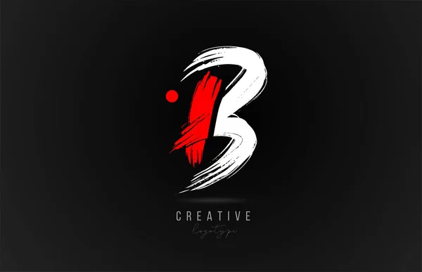 Brush stroke letter B logo alphabet icon design template in whit — 스톡 벡터