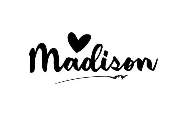 Madison nom texte mot avec amour coeur main écrite pour logo typ — Image vectorielle