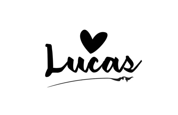 Lucas nom texte mot avec amour coeur main écrite pour logo typog — Image vectorielle