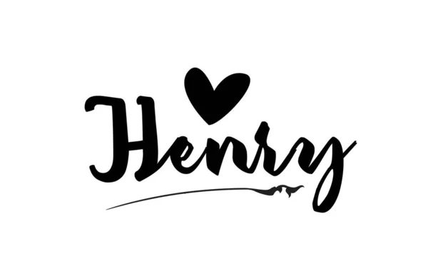 Henry név szöveg szó szerelem szív kézzel írt logó typog — Stock Vector