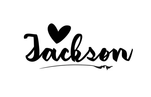 Jackson imię tekst słowo z miłości serce ręka napisana dla typu logo — Wektor stockowy