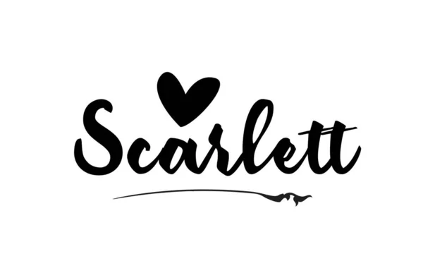 Scarlett nom texte mot avec amour coeur main écrit pour logo ty — Image vectorielle