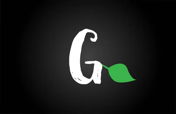 Letter grunge handwritten G geen leaf alphabet letter logo icon — ストックベクタ