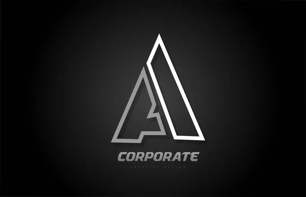 Black and white line company business A letter alphabet logo ico — Stock Vector