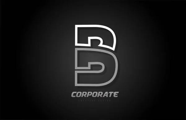Preto e branco linha empresa negócio B letra alfabeto logotipo ico — Vetor de Stock