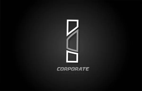 Black and white line company business I letter alphabet logo ico — Stok Vektör