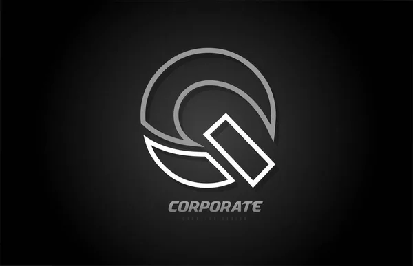 Black and white line company business Q letter alphabet logo ico — Stok Vektör