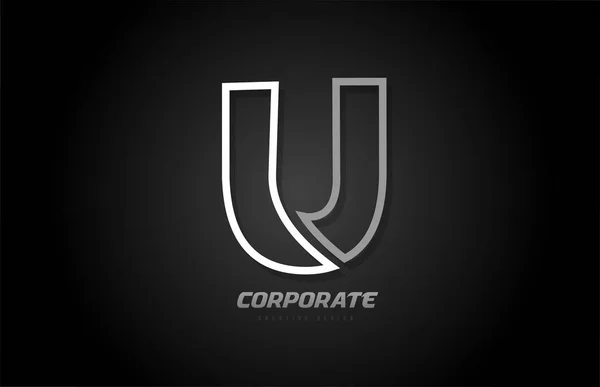 Black and white line company business U letter alphabet logo ico — Stock Vector