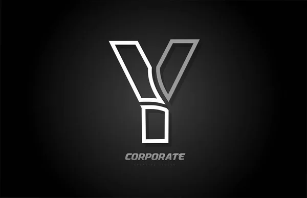 Black and white line company business Y letter alphabet logo ico — 스톡 벡터