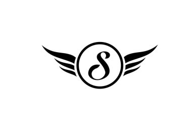 siyah ve beyaz S kanatları alfabe harf logosu simgesi şirket tasarımı ve işi için daire şeklinde. Bir logot türü için uygun