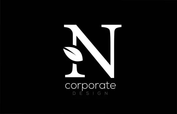 Black White Letter Alphabet Leaf Logo Icon Design Company Business — Stock Vector