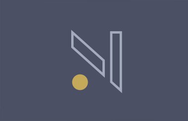 Satır N alfabe harfi logo simgesi tasarımı şirket ve iş için sarı mavi. Modern ve şık bir logoya uygun.