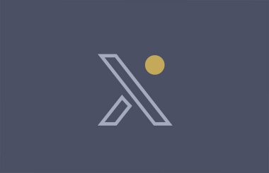 Satır X alfabe harfi simge simgesi tasarımı şirket ve iş için sarı mavi. Modern ve şık bir logoya uygun.