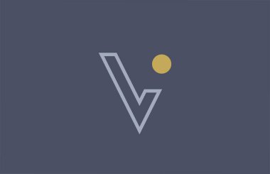 V satırı alfabe harfi logo simgesi tasarımı şirket ve iş için sarı mavi. Modern ve şık bir logoya uygun.