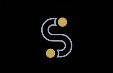 siyah beyaz çizgi S alfabe harfi logo tasarımı sarı ikon daire nokta iş ve şirket için. Modern ve şık bir logoya uygun.