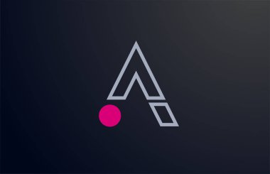 Şirket ve iş dünyası için daire simgesi içeren mavi pembe çizgi A alfabesi harfi logo tasarımı. Tarz sahibi bir logot için uygun.