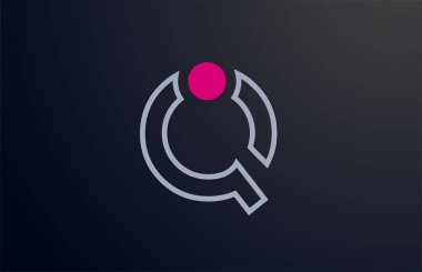 mavi pembe çizgi Q alfabesi harfi logo tasarımı şirket ve iş için daire simgesi. Tarz sahibi bir logot için uygun.