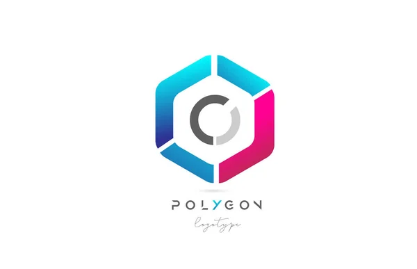 Polygon Roze Blauw Pictogram Alfabet Letter Logo Ontwerp Voor Bedrijf — Stockvector