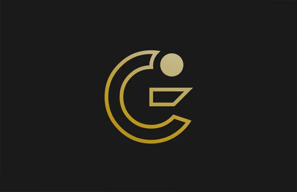 Gold Golden Line Alphabet Letter Logo Design Circle Icon Company — стоковый вектор