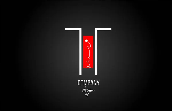 T字母表标志与花卉复古设计图标黑色的白色红色为企业和公司 适合流行的标志类型 — 图库矢量图片
