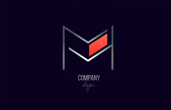 红色灰色M字母表图标 公司和企业的线条设计 适用于时尚的标志类型 — 图库矢量图片