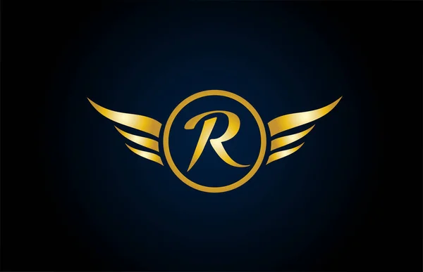 Золоте Золоте Крило Алфавіт Літери Значок Логотипу Стильним Дизайном Компанії — стоковий вектор