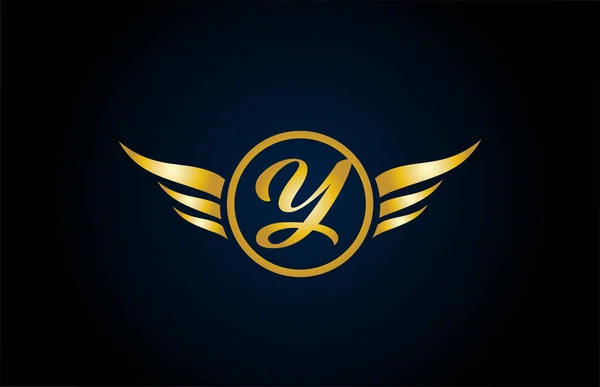 Золоте Золоте Крило Значок Логотипу Літери Класичним Дизайном Компанії Бізнесу — стоковий вектор