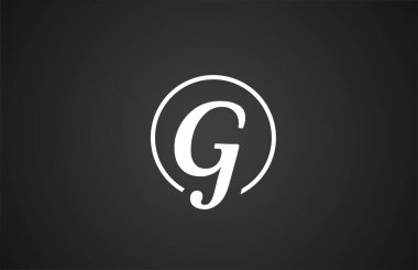 Şirket işleri için daire tasarımlı basit siyah beyaz G harfli logo alfabesi. Akılda kalıcı logotype uygun